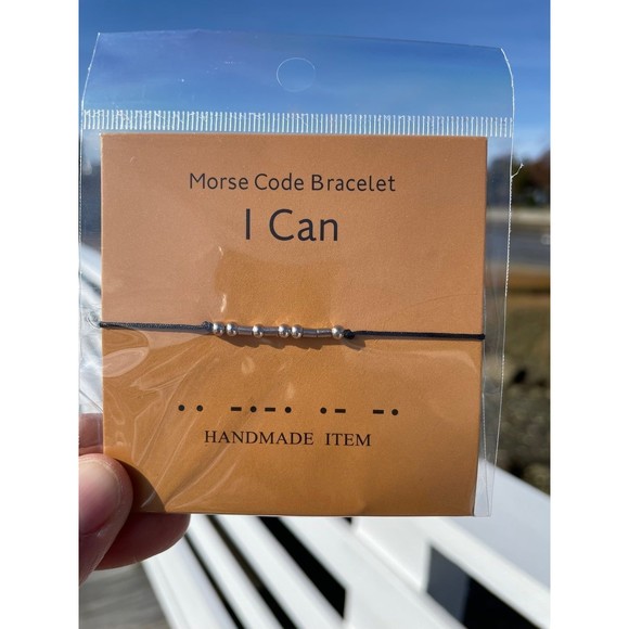 “I Can” Morse Code bracelet with adjustable knot - Picture 2 of 5